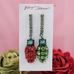 Betsey Johnson Earrings Lights Mismatched Christmas Holiday Gifts Party Bling